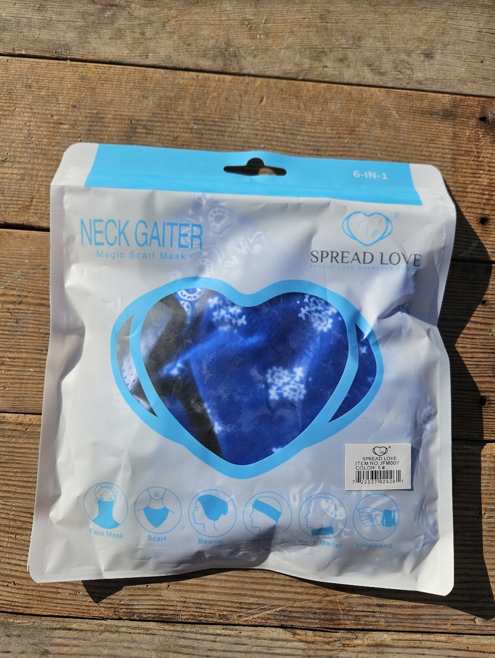 Spread Love Neck Gaiter - Blue Snowflake Pattern